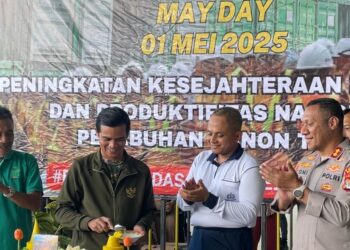 Kapolres Nunukan Hadiri Peringatan May Day di Pelabuhan Tunon Taka, Jalin Kemitraan dengan Buruh