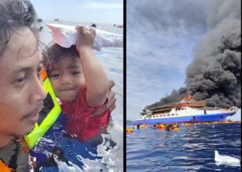 Mamay Trending Topik, Selamatkan Balita Korban Korban KM Barcelona V yang Terbakar