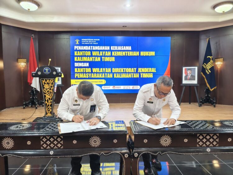 Kanwil Kemenkum Kaltim dan Kanwil Ditjen Pemasyarakatan Teken Perjanjian Kerja Sama, Dorong Penguatan Layanan Bantuan Hukum