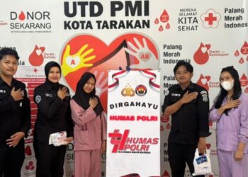 Dalam Rangka HUT Humas ke-74, Personel Humas Polres Tarakan Laksanakan Donor Darah