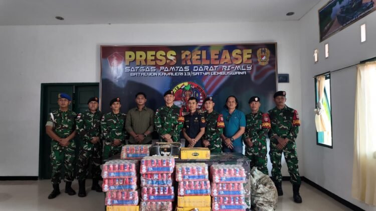 Dua Hari Berturut, Satgas Pamtas Gagalkan Penyelundupan Miras di Perbatasan RI–Malaysia