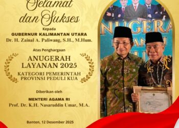 Peduli KUA, Pemprov Kaltara Raih Penghargaan Anugerah Layanan KUA 2025
