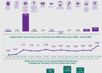 Inflasi Kabupaten Nunukan Januari 2026 Didominasi Kenaikan Harga Bulanan