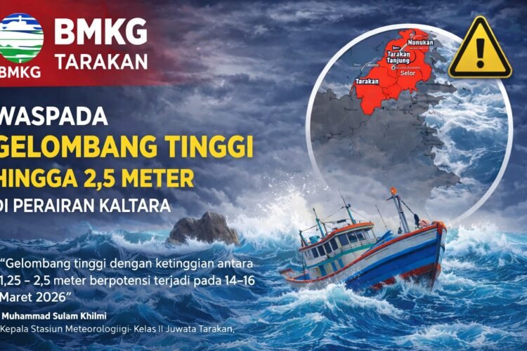 BMKG Ingatkan Potensi Gelombang Hingga 2,5 Meter di Perairan Kaltara