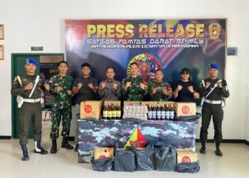 Satgas Pamtas RI–Malaysia Amankan Ratusan Botol Miras Ilegal di Perbatasan Sebatik