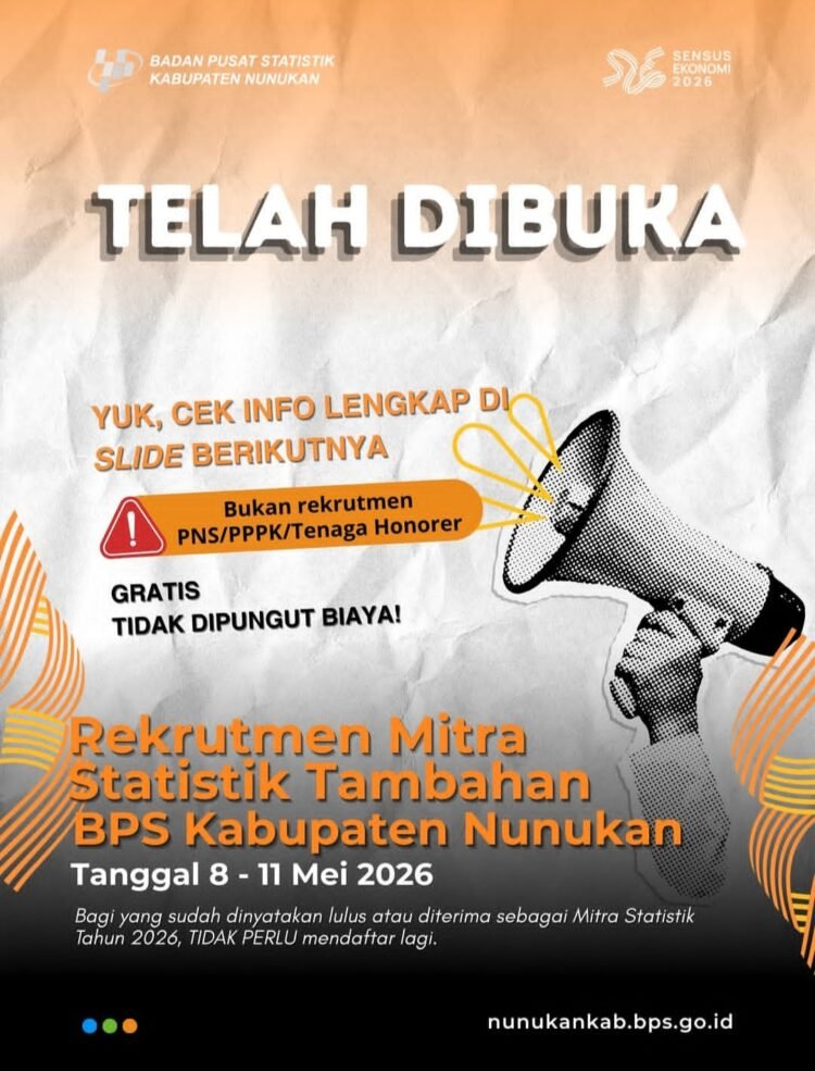 BPS Nunukan Buka Rekrutmen Mitra Statistik 2026