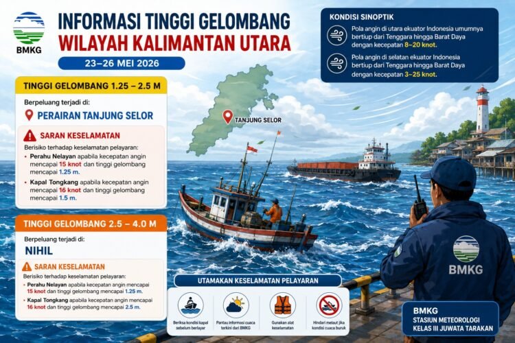 BMKG Tarakan: Gelombang Sedang Berpotensi Terjadi di Perairan Tanjung Selor