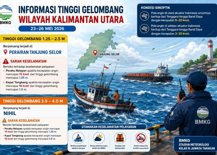 BMKG Tarakan: Gelombang Sedang Berpotensi Terjadi di Perairan Tanjung Selor