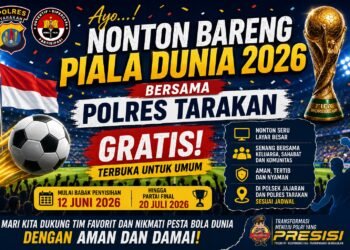 Polres Tarakan Ajak Warga Nobar Piala Dunia 2026, Gratis di Polsek hingga Polres